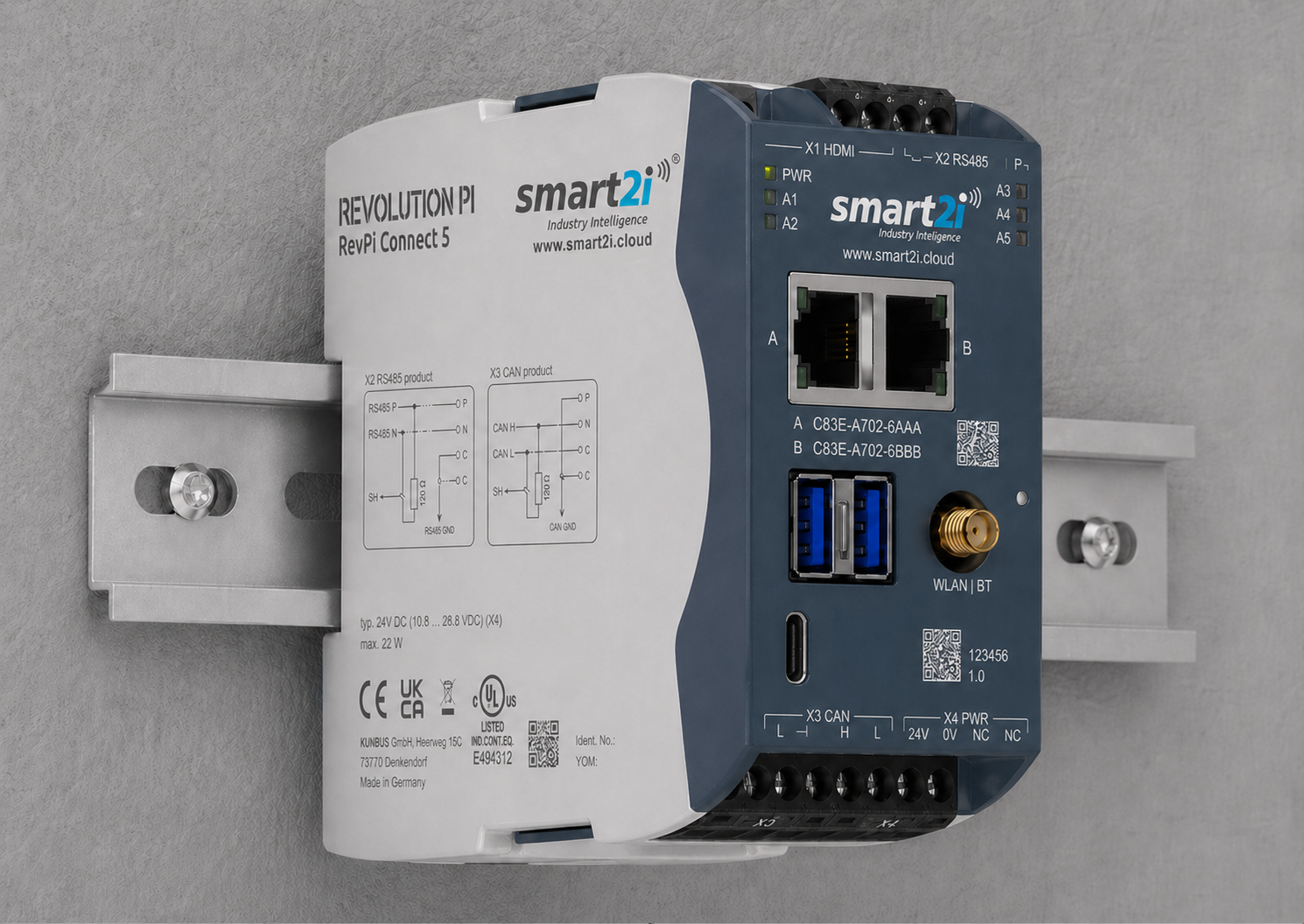 smart2i:gateway · Revolution Pi Hardware auf DIN-Hutschiene